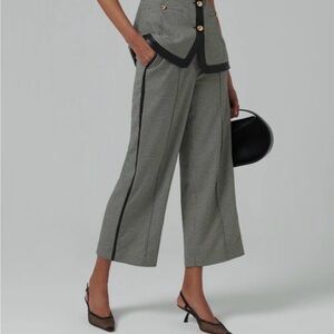 Simkhai Miki Cropped Black and White Checked Pant